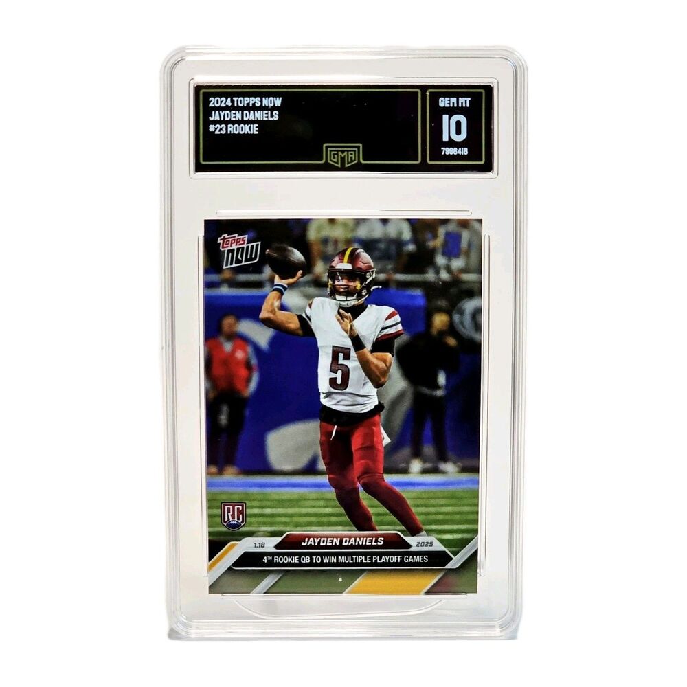 JAYDEN DANIELS RC GEM MINT 10 TOPPS NOW Multiple Playoff Wins Feature #23 2024!